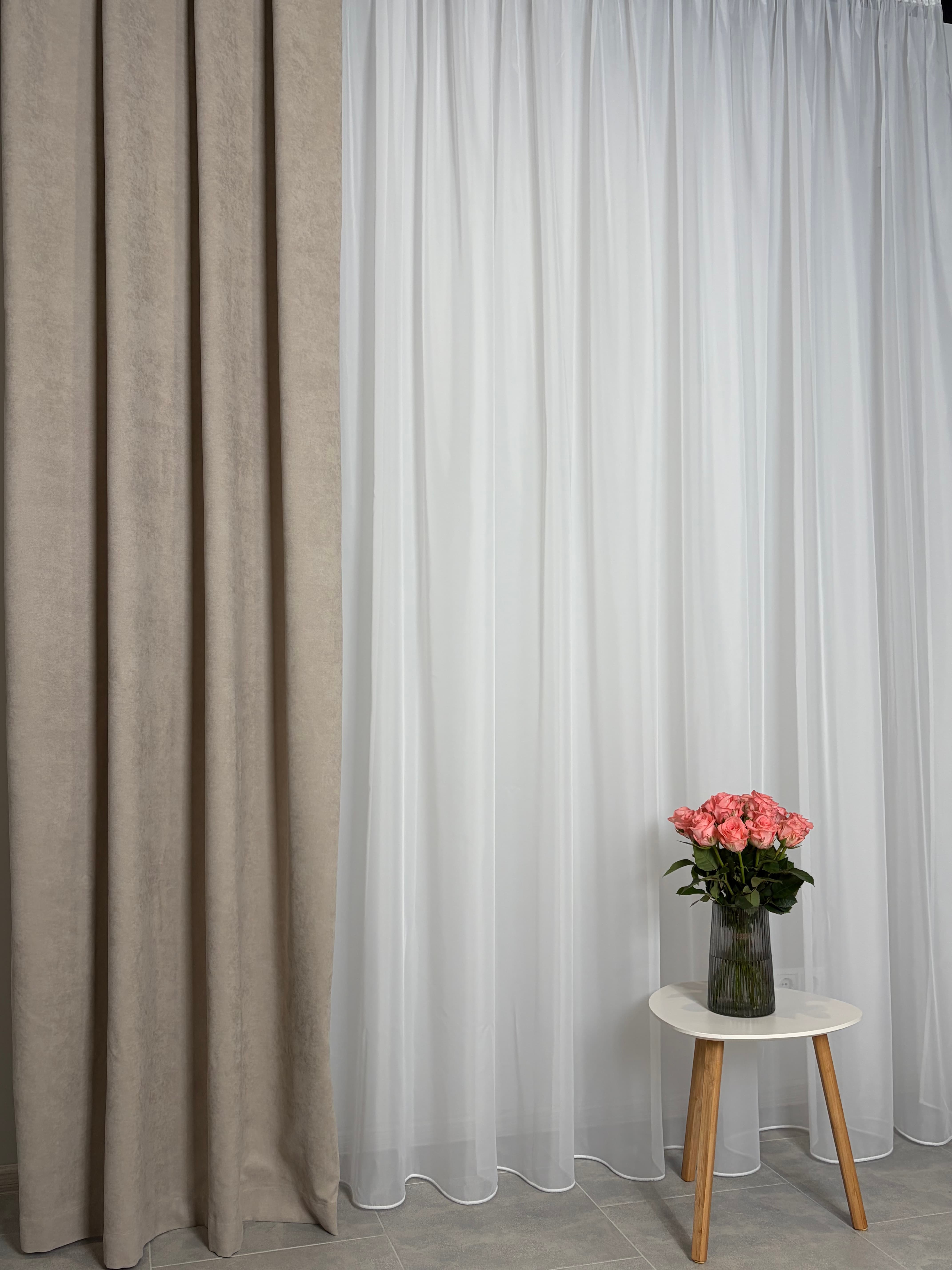 Штори "Мікровелюр" - Сіро бежевий