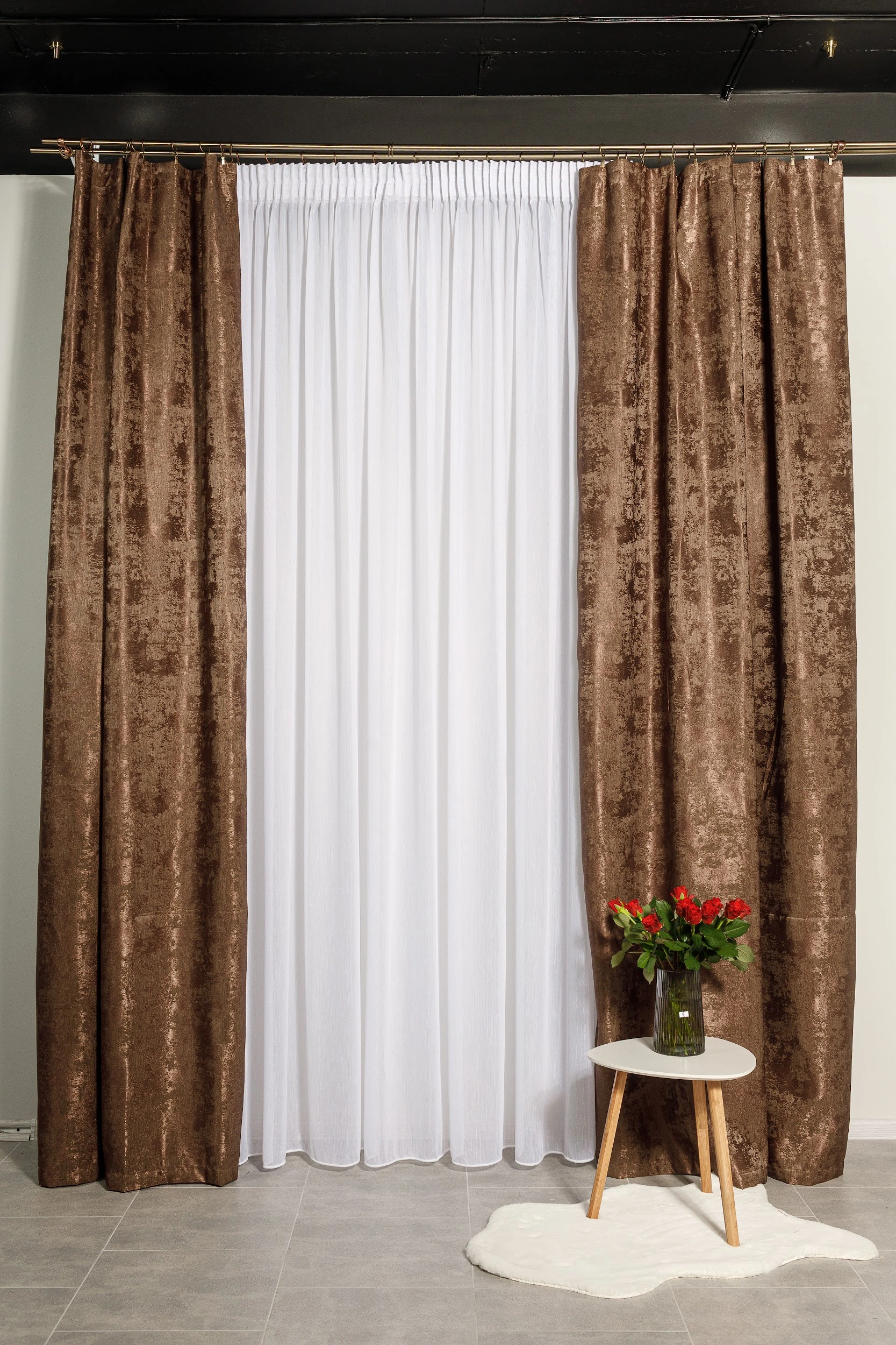 Штори "Мармур" - шоколад