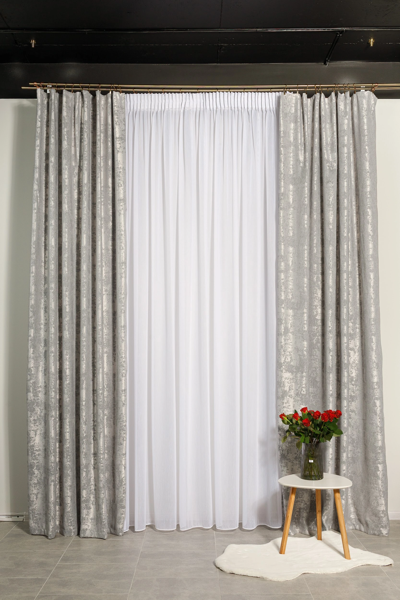 Штори "Мармур" - світло-сірий